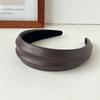 Korean Vintage Wide Hairband For Women PU Leather Solid Color Headbands Simple Temperament Elegant Hair Hoop Tie Hair Accessories Headwear