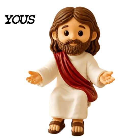 Stylish Tabletop Decorations Cute Praying Jesus Resin Figurine, Blessing Character Desktop Statue, Special Gifts for Further Education Religious