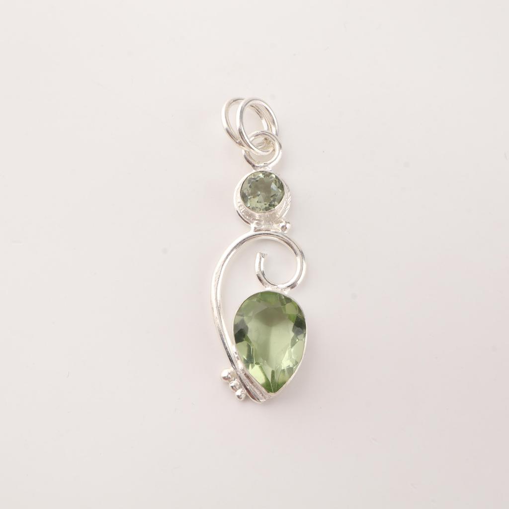 Green Amethyst Gemstone 925 Sterling Silver Jewelry Partywear Pendant 1.47" Women Jewelry For Anniversary Gift PP-31-27