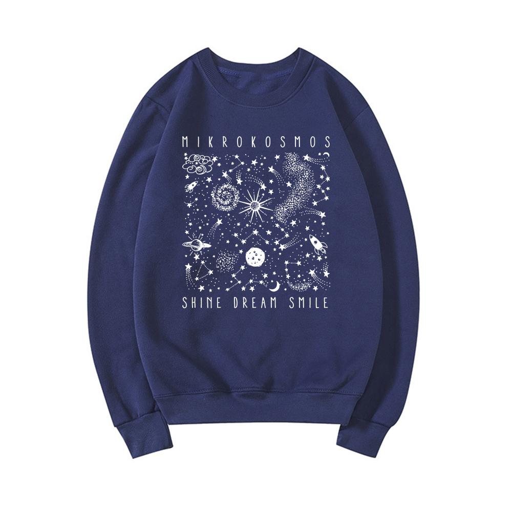 

Толстовка Mikrokosmos Shine Dream Smile Толстовка Twinkling Starlight Hoodie Мужские и женские толстовки с круглым вырезом Kpop Music Merch L темно-синий