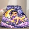 Betty Boop Pattern Blanket, Cozy Blanket for All-Season Comfort On Sofas, Beds, Office, Car, Camping and Travel