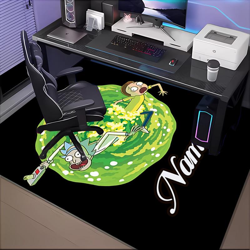 Custom Name Neon Rick Artwork Rug Game Carpet, Floor Mat for Bedroom Living Room Entryway Rug, Home Decor Idea Gift for Christmas birthday