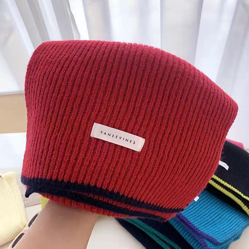 New Korean version knitted scarf imitation cashmere couple solid color multi-color women autumn and winter thickened warm atmosphere