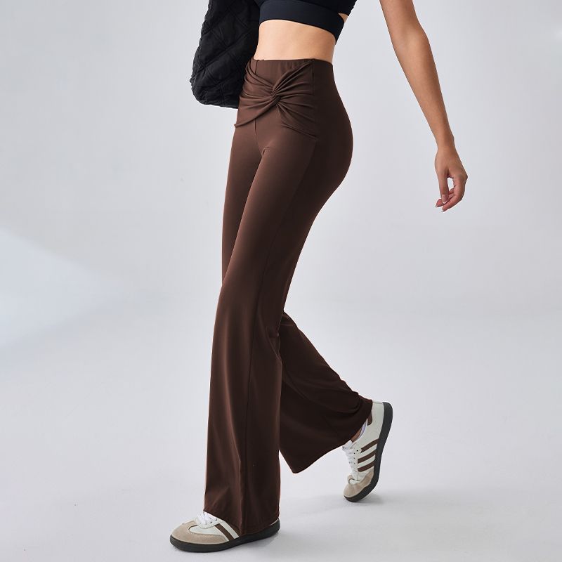 

Mitaogirl Kendall Loose Flared Pants Female Slim Looking High Waist Yoga Pants Pilates Training Dance Workout Pants Brown L