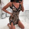 Women's y Nightclub Style Fashion Lace Sling V-neck Leopard  Lingerie