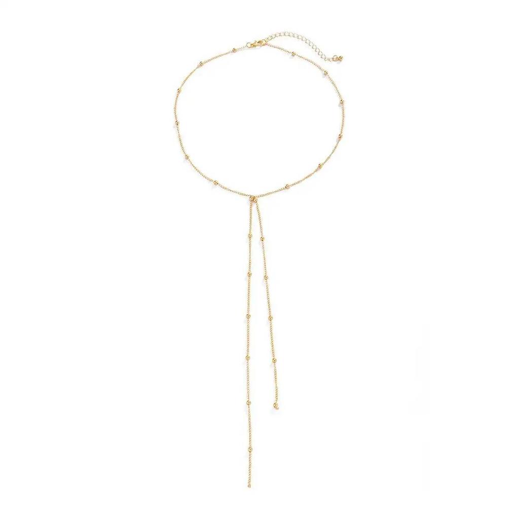 IngeSight.Z Minimalism Creative Metal Y Shape Pendant Necklace Retro Unique Gold Color Tassel Long Chain Charm Jewelry Accessory