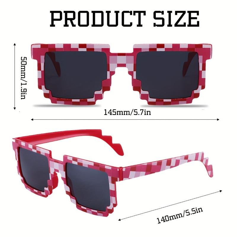 8 Pairs of Pixel Glasses Plastic Miner Themed Party Gift Pixel Design Glasses Suitable for Gaming Parties and Birthdays