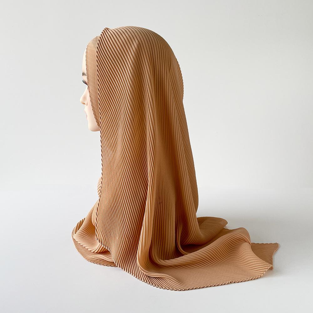 Gebürsteter Turban Perle Chiffon Knitter Schal Knitter Dünner Langer Schal Arabischer Damen Kopftuch