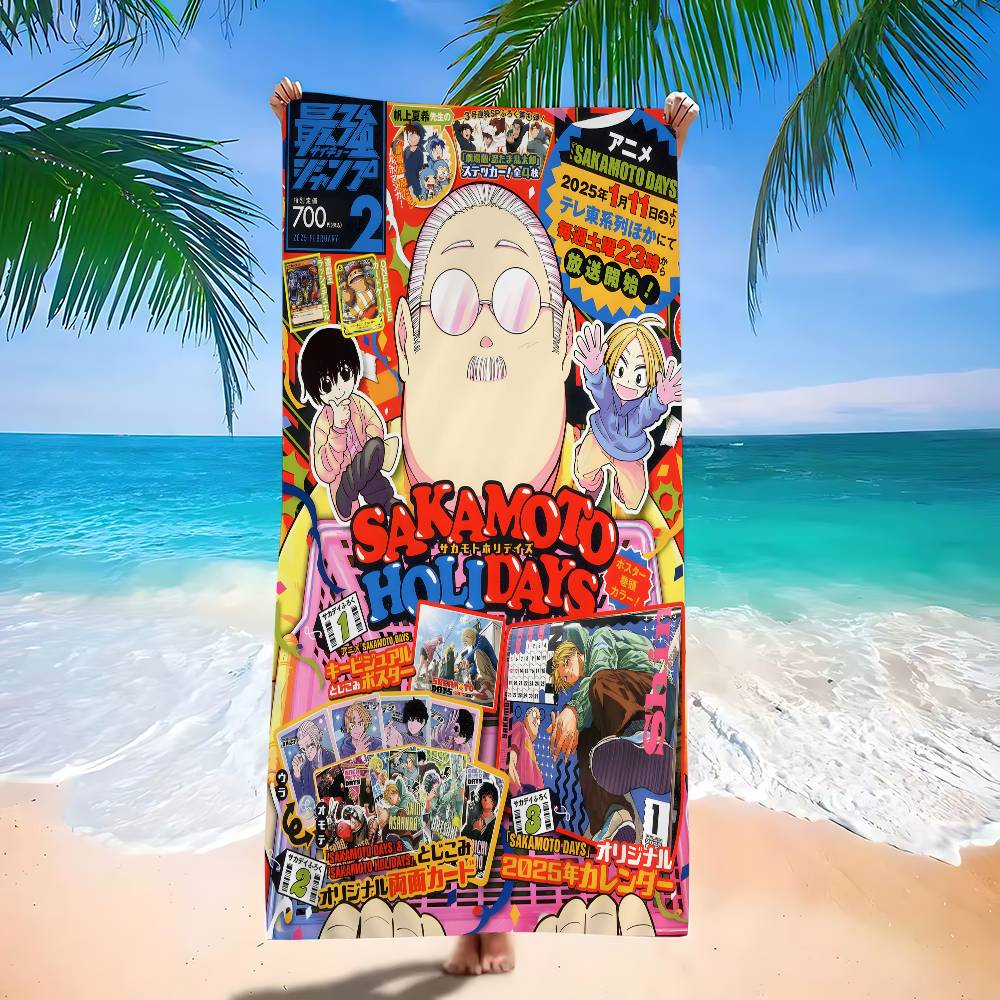 SAKAMOTO DAYS Anime Big Microfiber Beach Towels Quick Dry Towel Sand Beach Towels Pool Towel For Travel Swim Pool Yoga