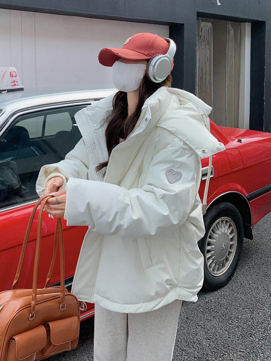 

Сезон серый любовь короткий пуховик хлопковая одежда студент большой размер хлопковая одежда женская пара хлебная одежда XL белый