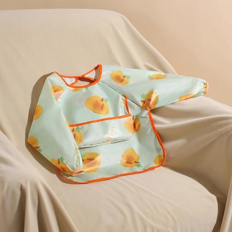 Miękki Lekki Śliniak do Karmienia Dziecka z Pełnym Zakryciem Rękawów, Wielofunkcyjny Fartuch z Kieszenią na Jedzenie dla Niemowląt i Małych Dzieci