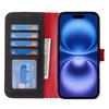 For iPhone 16 Stand Case Litchi Texture Genuine Cow Leather Wallet Phone Cover RFID Blocking