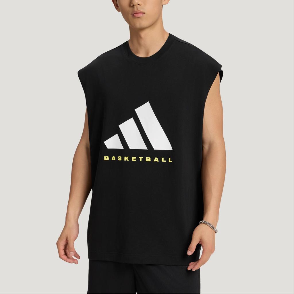adidas Muscle Tee Basic Cotton Knit Loose Basketball Sleeveless Vest Men Tops KX5706