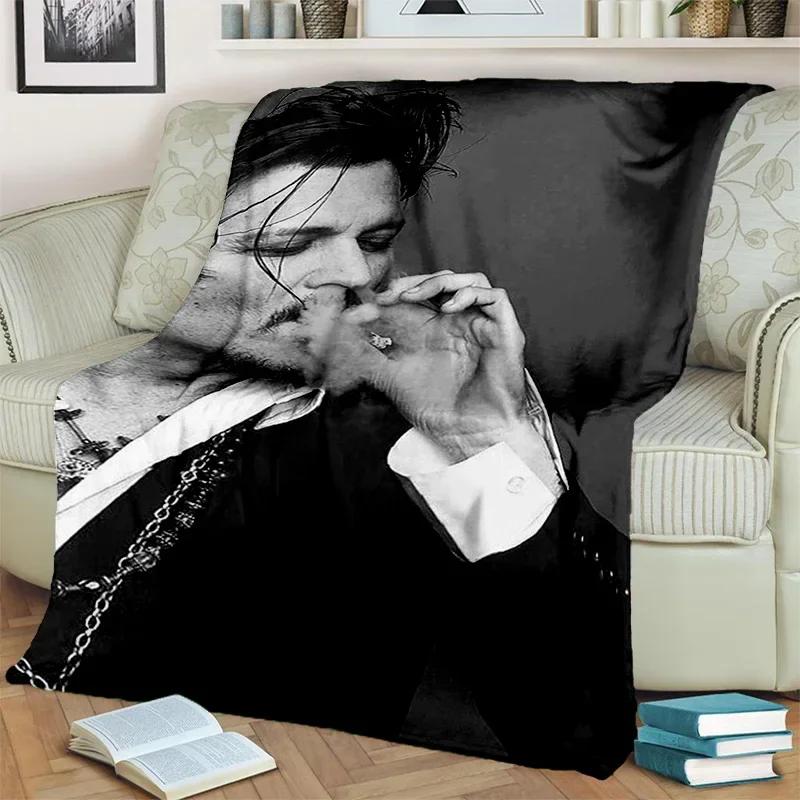 Deka série 3D tisku Johnny Depp, Měkká přehozová deka pro domácnost Ložnici Postel Pohovku Piknik Cestování Kancelář Krycí deka na odpočinek Děti