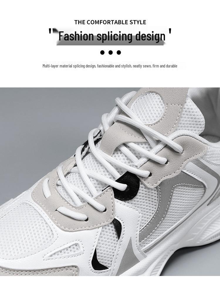 Spring Men's Breathable Mesh Sneakers - Trendy, Versatile, Thick-Soled Casual Running Shoes