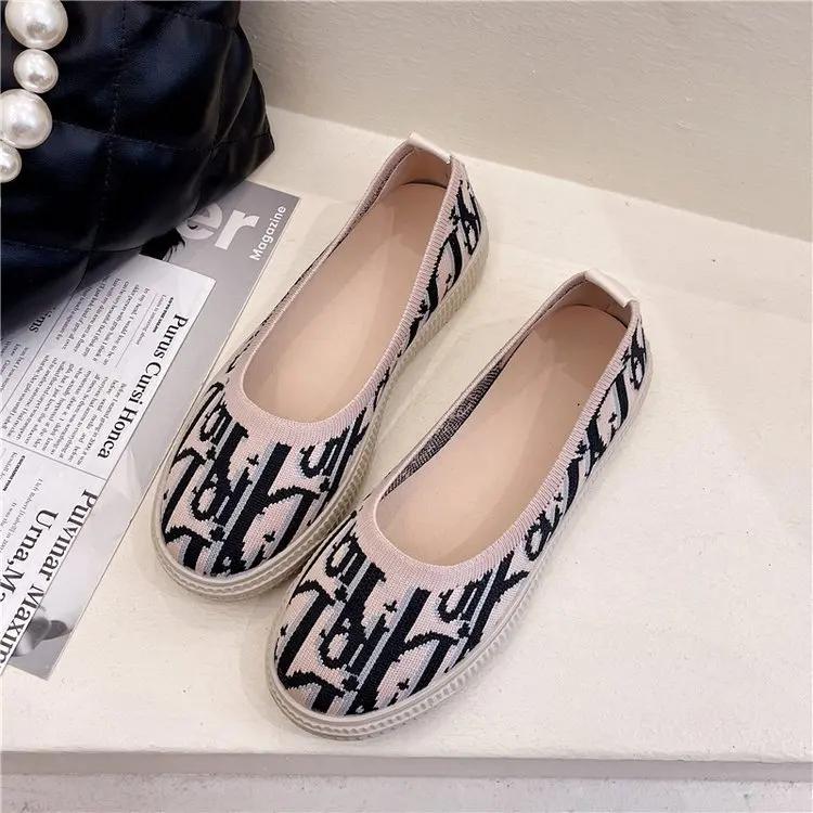 Fashion Round Toe Mesh 3cm Thick Bottom Female Leisure Loafers Women's Slip-on Soft Bottom Breathable Lazy People Fisherman Shoes