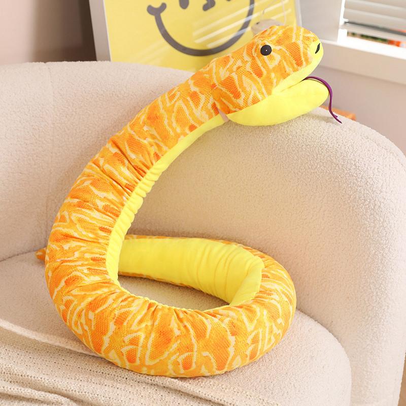 Creative simulation python hand puppet plush toy doll golden python doll boy trick funny rag doll