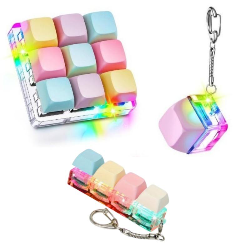 Nowy breloczek do kluczy Fidget Keyboard Keycap Złagodzenie stresu Zabawka Clicker Zabijanie czasu 4/9 klawiszy Zabawka do ściskania Zabawka dla dzieci łagodząca stres