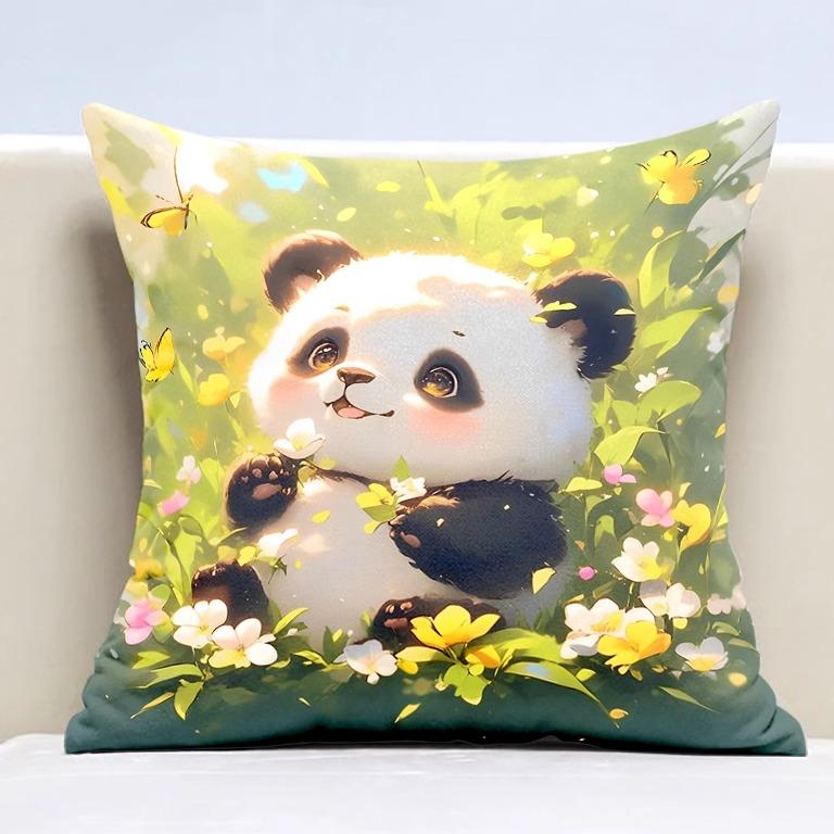 Cute Panda Pillowcase Dormitory Decoration Office Living Room Sofa Home Pillowcase