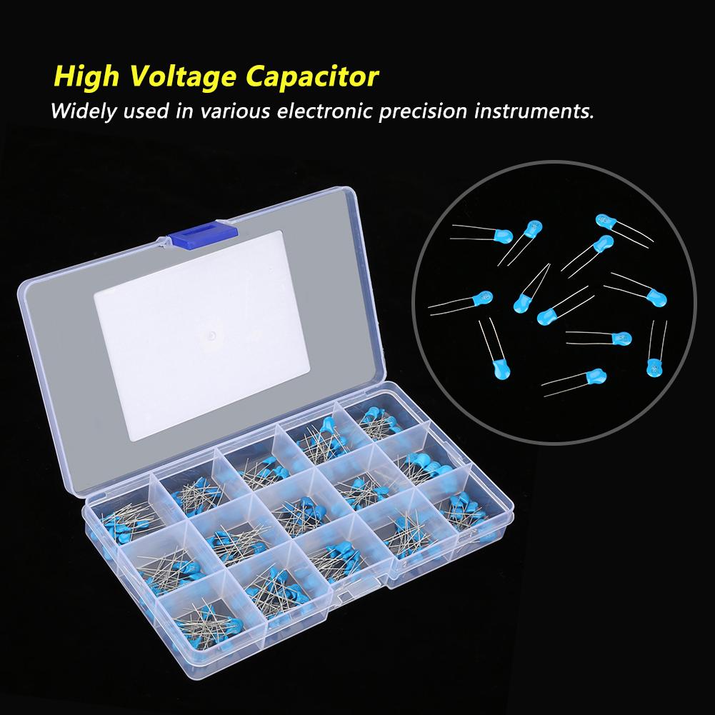 180Pcs 100pF 10000pF 15 Value 1kV High Voltage Ceramic Capacitors Assortment Kit