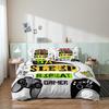3Pcs Trendy Game Slogan Printedduvet Cover Set, Play Themed Pattern Bedding Ideal For Premium Bedroom Family Decor And Household