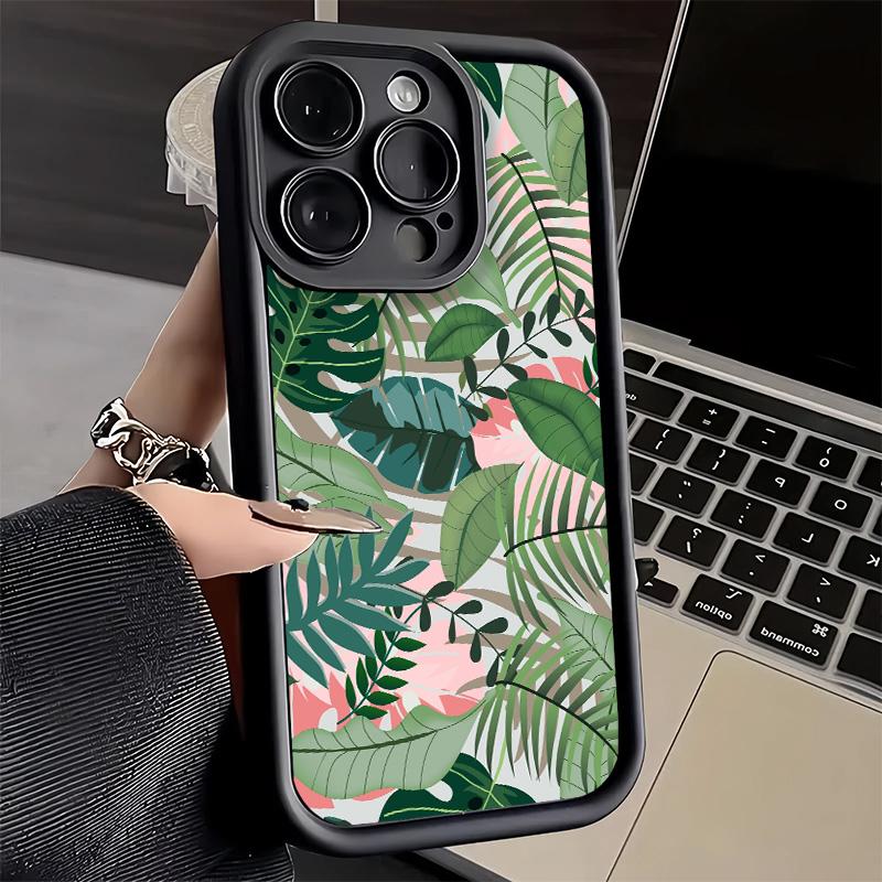 Phone Case for iPhone 17 Air 16E 15 16 Pro Max Summer Plants Green Leaf Cover 14 Plus 13 12 Mini Soft Shell Silicone Fundas