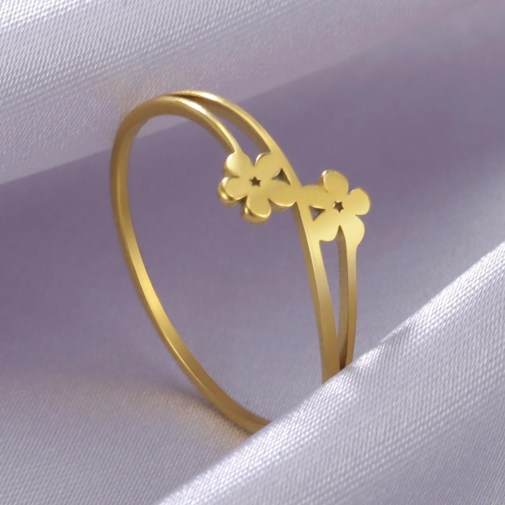 Stainless Steel Small Elegant Flower Ring Women Bohemian Finger Rings 2026 Fashion Wedding Band Jewelry Birthday Gift