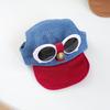 Korean Dog Sun Hat With Sunglasses Adjustable Denim Cap Puppy Visor Hats With Ear Holes Dog Sports Hat For Small Dog Accessoires