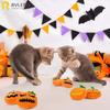 Halloween Cat Toys Large Cute Pumpkin Ghost Face Interactivity Plush Dog Toys Soft Durable Teething Cleaning Teeth Pet Supplies