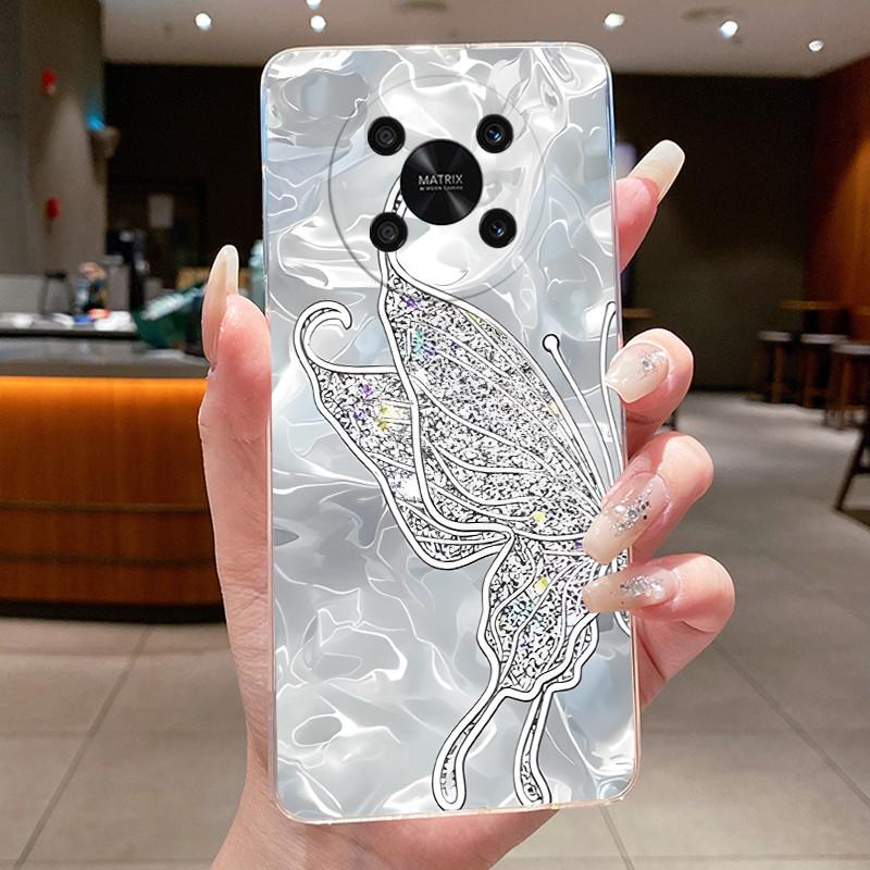 For Honor X9 Case HonorX9 4G 5G Elegant Luxury Butterfly Flower Printing Soft Silicone Clear TPU Protective Cover Phone Cases