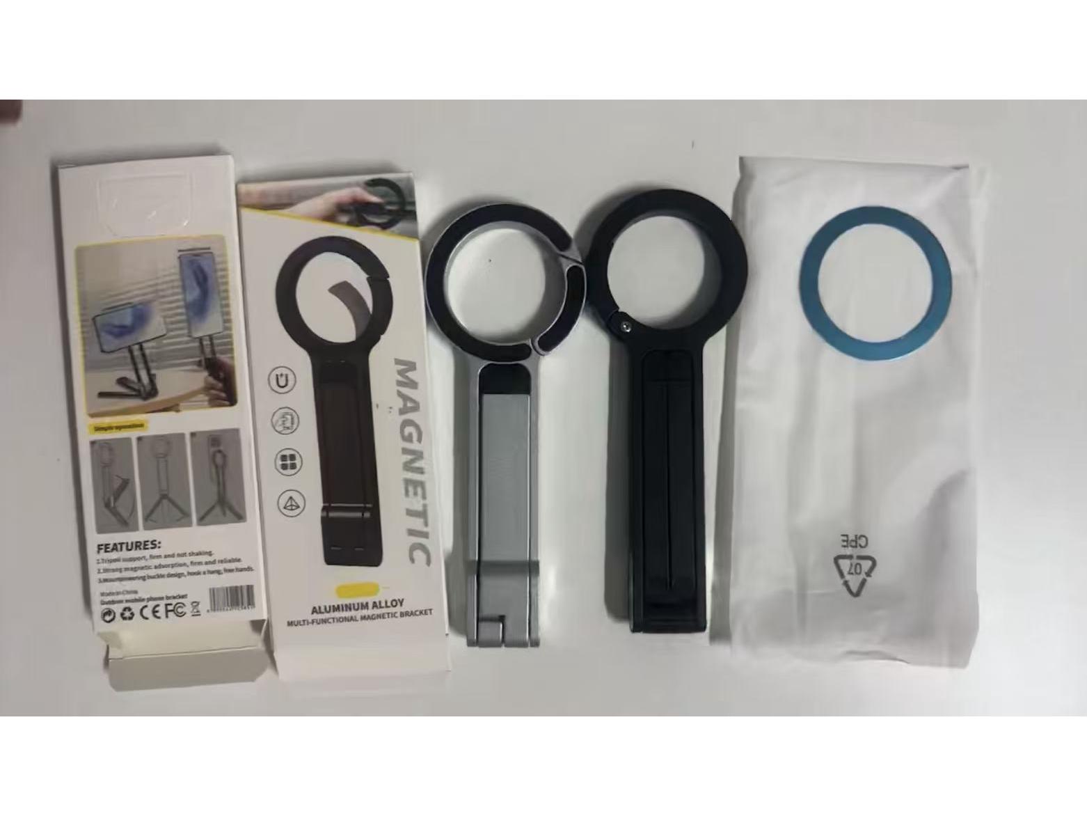 2025 Multi-Functional Phone Holder: Magnetic Carabiner, Portable Tripod for Shooting & Live Broadcasts Carabiner Holder Metal Silver