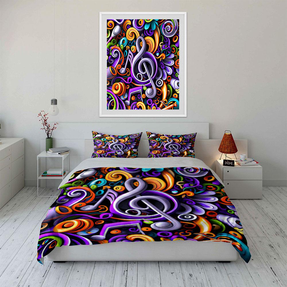 Music-Themed Home Décor Set Multiple Sizes Kid'S And Adults' Bedroom Exquisite 3Pc Bedding Set, Gift