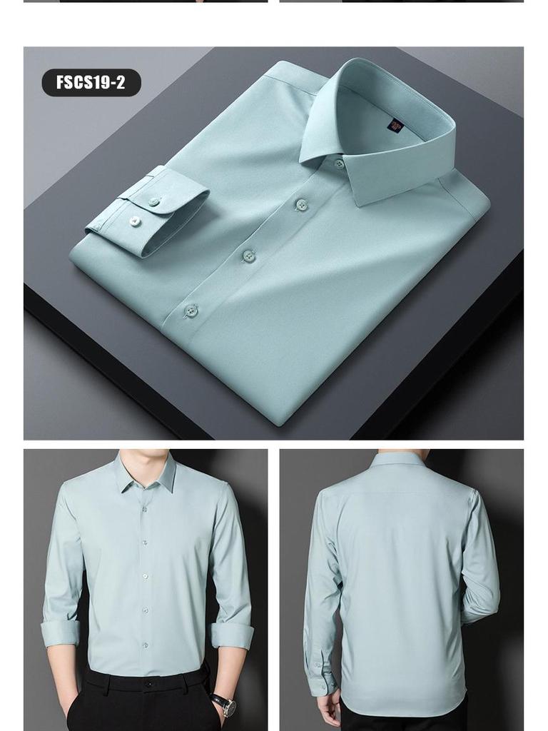 Men's High-End Mulberry Silk Long-Sleeve Casual Shirt - Autumn Tencel Drape, Non-Iron