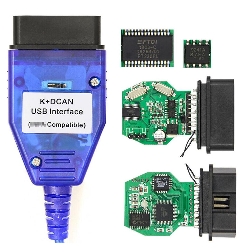 Autogeek BMW K+DCAN OBD2 Cable Switch FTDI FT232RL Tool for