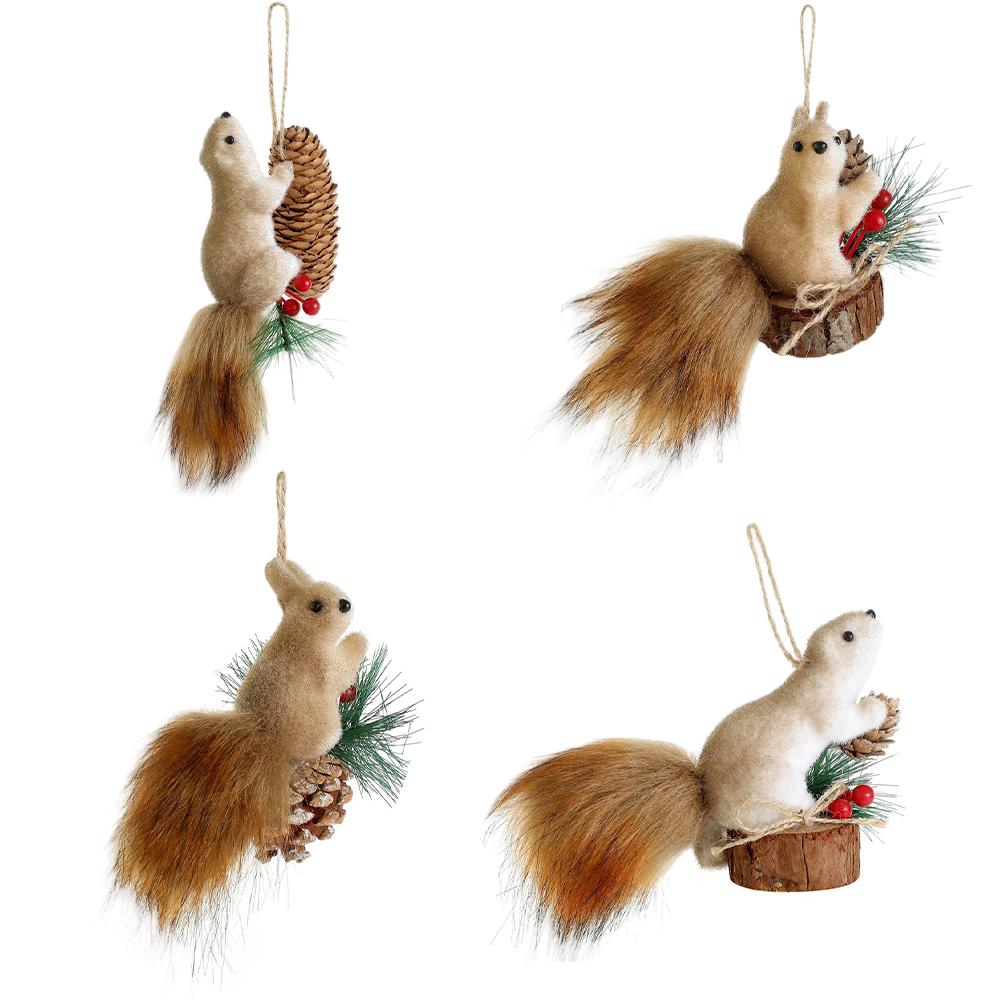 Simulation Squirrel Pendant Christmas Tree Ornament Foam Material Unique Holiday Decor for Wreaths and Table Centerpieces