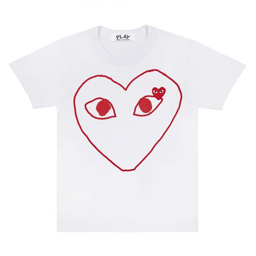 Unisex Crew Neck Short Sleeve Loose Fit Casual T-Shirt Colorful Heart Digital Print Basic Top