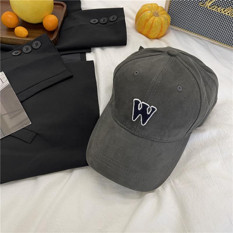 Letter baseball cap women's wide brim big head circumference black cap fashion couple retro face hat