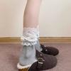 A Pair Lace Edge JK Socks Breathable Comfortable Mid Tube Socks Slouch Style Bow Decoration Ballet Style Socks Autumn and Winter