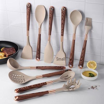 11-Piece Wood Grain Silicone Kitchenware Set - Non-stick & Heat-resistant Cooking Utensils