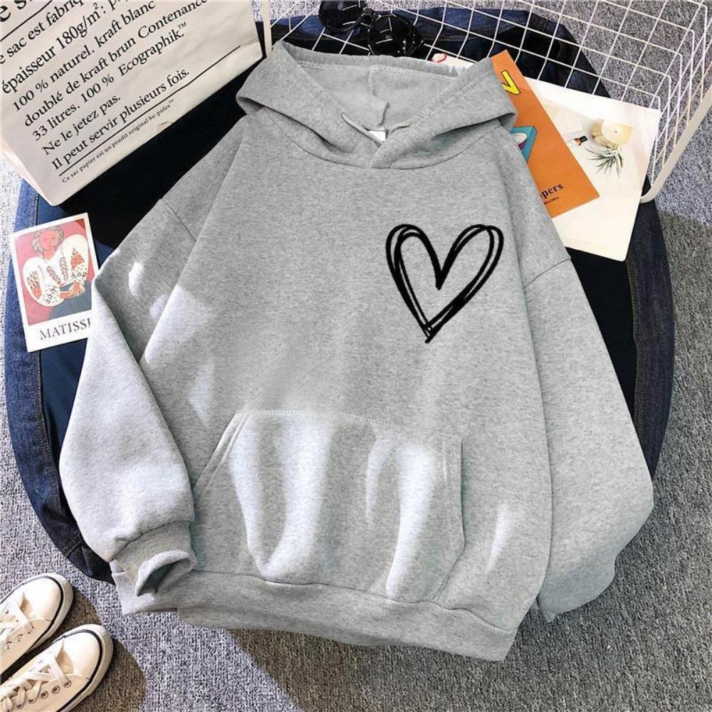 

2025 autumn and winter new Korean version hooded fleece sweater women s casual loose top jacket couple hoodie M сірий колір