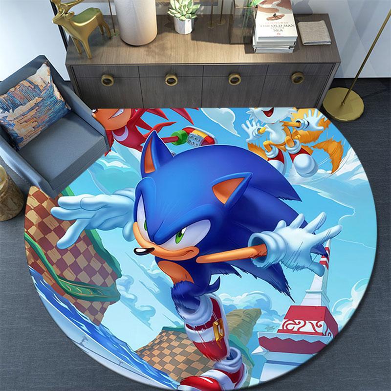 Sonic the Hedgehog2,Round Area Rug,Carpet Rug for Living Room Bedroom Sofa Playroom Decor,Non-slip Floor Mat