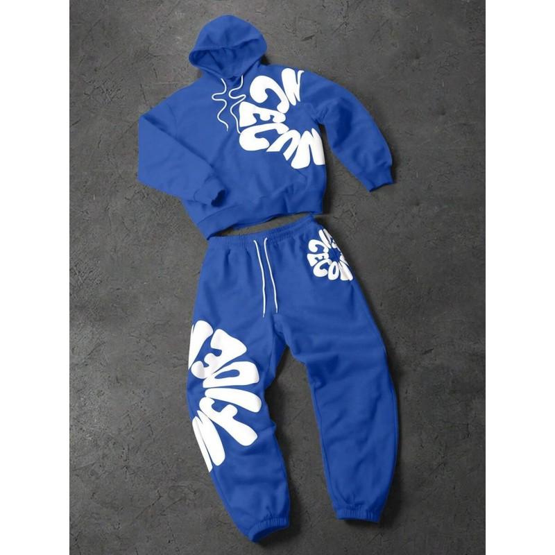 Mens Streetwear Hoodie Sweatpants Set Loose