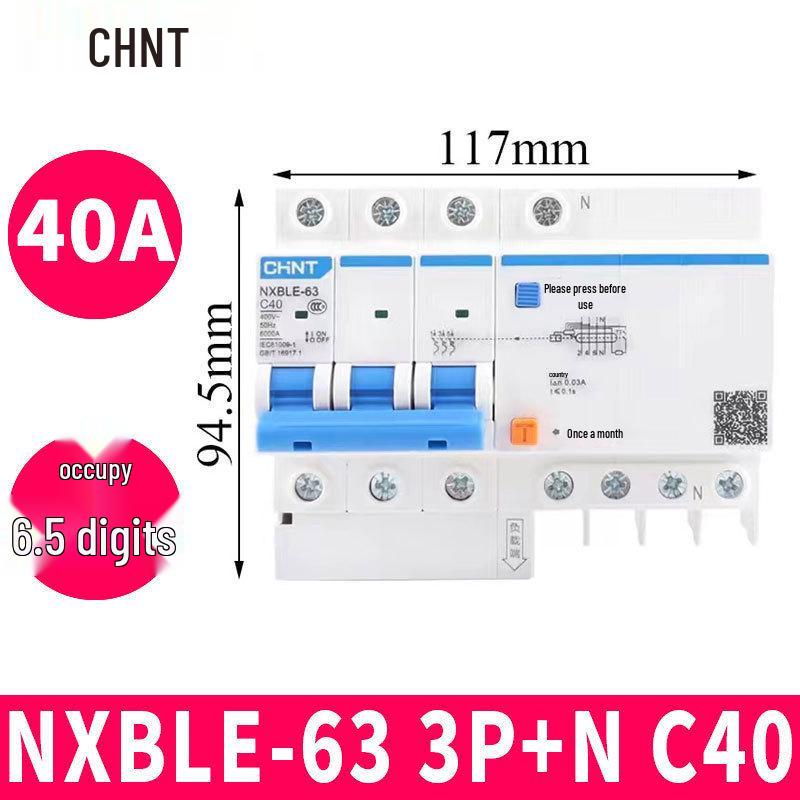 Chint Leakage Protector Circuit Breaker: 2P, 1P3P+N, 4P with Leakage Protection (32A, 20A, 40A, 63A) Air Switch