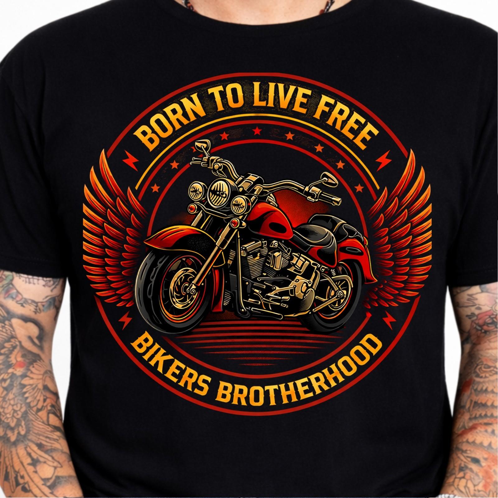 Born to Live Free Bikers Brotherhood Cruiser Motorcycle Wings Vintage Tee. XL