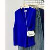 Plus Size Women's Solid V-neck Knit Vest for Spring/Autumn 2026 - Versatile Cardigan Outerwear 