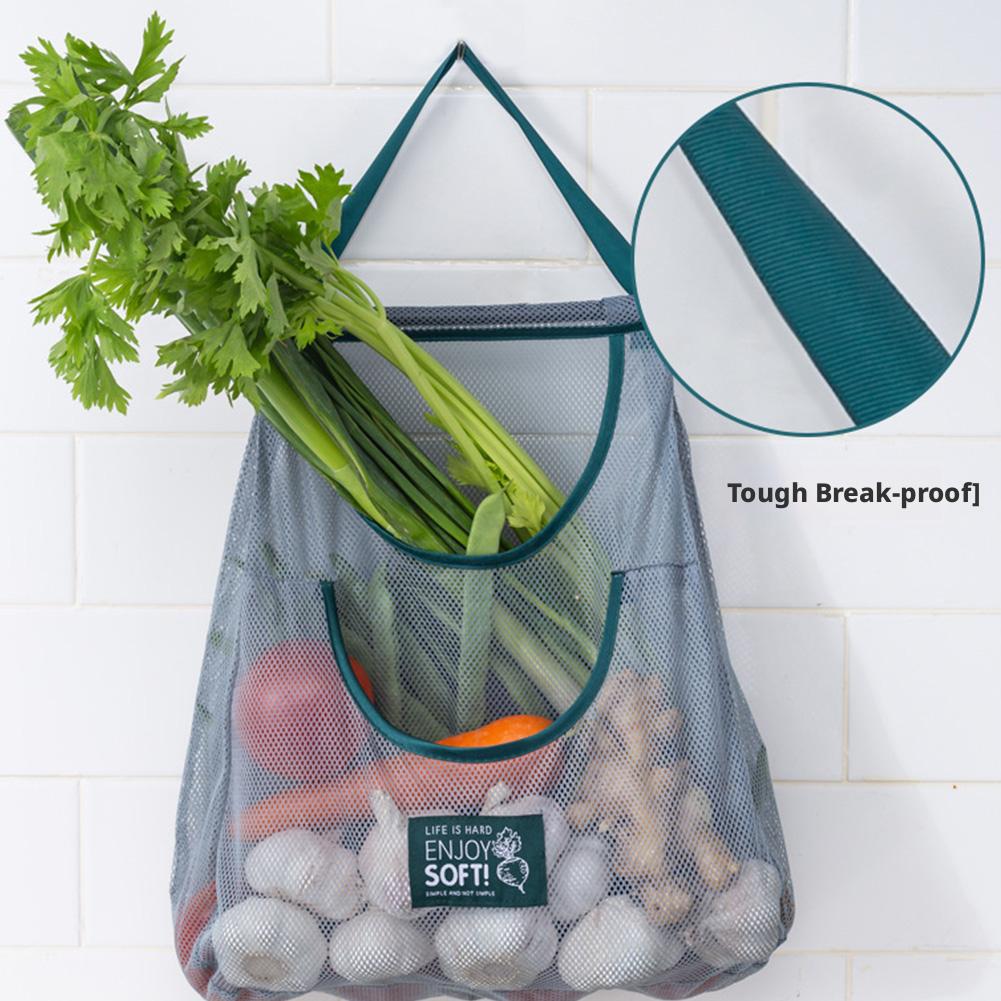 Återanvändbara förvaringspåsar Kökshängande nätpåse Hem Frukt- och grönsaksförvaring Nätpåse för ingefära Vitlök Potatis Lök