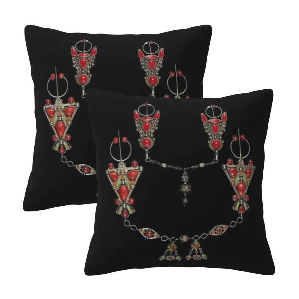 Z Imazighen Kabyle Jewelry Amazigh Berber Ethnic 2 2 Pcs Square Pillowcase Pillow Cover Cushion Throw Pillow For Home Sofa