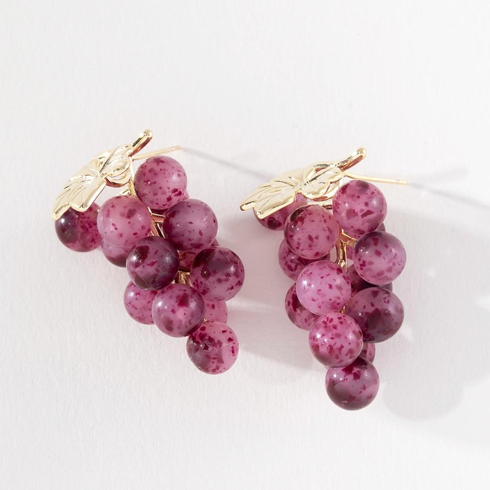 

Pinkdudu фиолетовые серьги-капли с виноградом, модные медные серьги из смолы, свежие фрукты, милые серьги с растениями, офисные вечерние серьги для женщин, ювелирные изделия PD626 фиолетовый