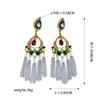 Chinese Vintage Haute Couture Tassel Earrings with Czech Diamond Texture
