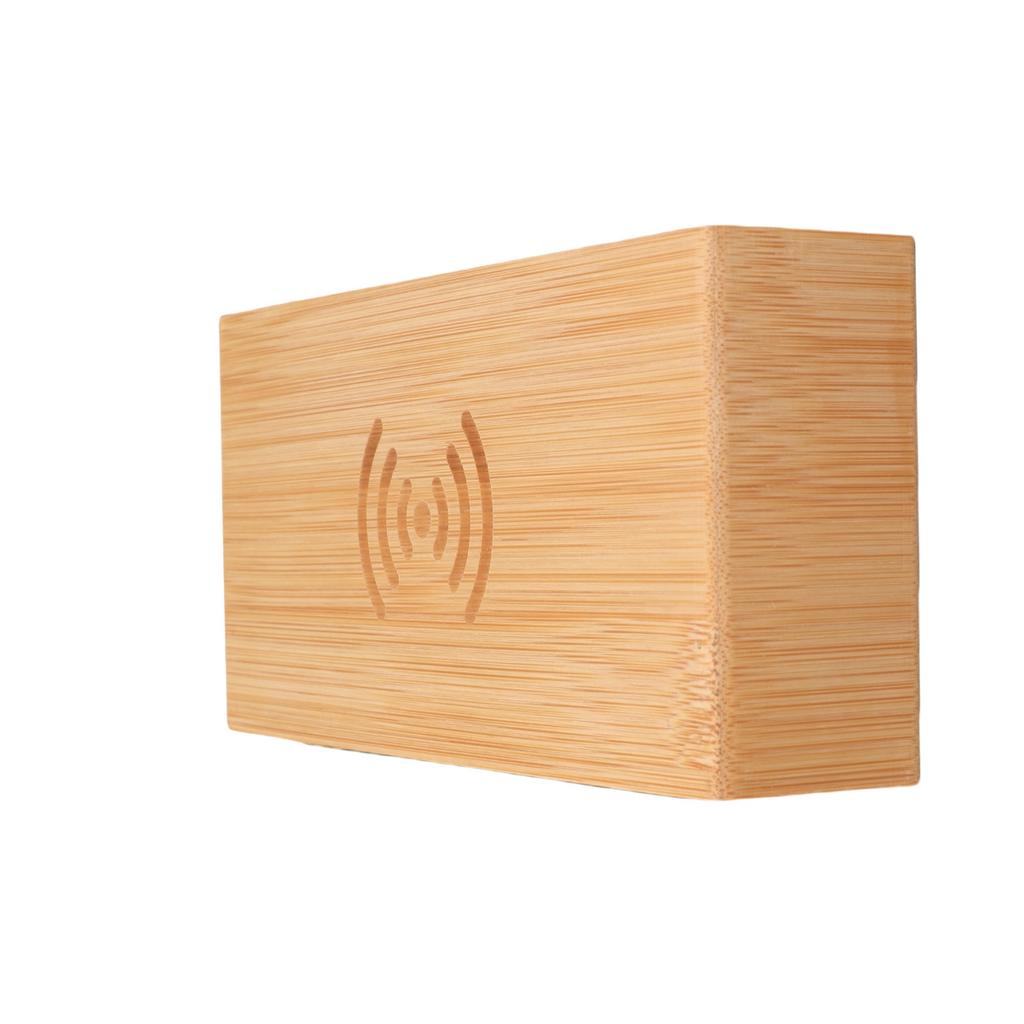 Wooden Digital Alarm Clock Wireless Charging Multifunction Fashionable Exquisite Bamboo LED Clock